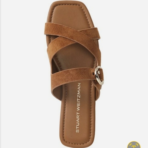 Stuart Weitzman Villa Slide Sandals Cognac Size 6 Women’s Designer Shoes - Picture 1 of 10